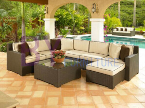 Luxury Garden Wicker U Shaped Sectional Sofa